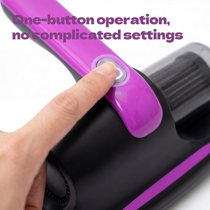 Vacuum Cleaner, Mattress Vacuum Cleaner, Bed Vacuum Roller Brushes for Pet HairPurple, Battery Powered, for Pillows Cribs Sofa, beds,Carpet