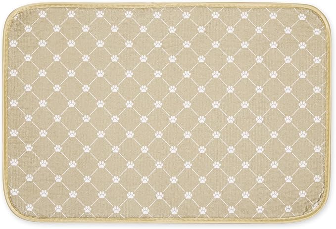 Bone Dry Machine Washable, Ultra Absorbent Pet Mat, 12x18, Taupe Trellis Print