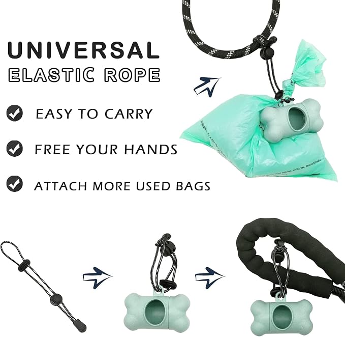 Dog Poop Pickup Bags Holder Dispenser with 1 Roll Random Color Leak-proof Scented Doggy Waste Bags and Carabiner with Safety Lock Plus Hook and Loop Fastener Never Loose on Leash Lead Again (Blue)