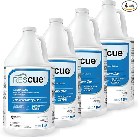 REScue One-Step Disinfectant Cleaner & Deodorizer – For Veterinary Use, Animal Shelters, Pet Foster Homes, Kennels, Litter Box, Pet Grooming Surfaces – Sanitizing Concentrate, 1 Gallon (4 Pack)