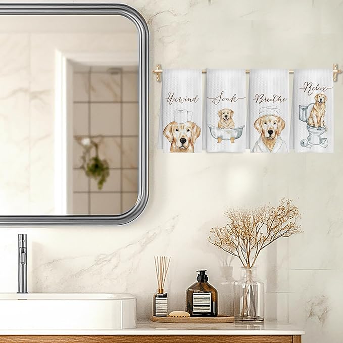 Golden Retriever Gifts Hand Towels Set of 4, Golden Retriever Gifts for Lovers Women, Dog Decor Hand Towels for Bathroom,16x24 Inches
