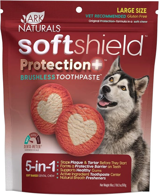ARK Naturals Soft Shield Protection+ Brushless Toothpaste, Dog Dental Chews for Large Breeds, Stops Plaque & Tartar, Freshens Breath