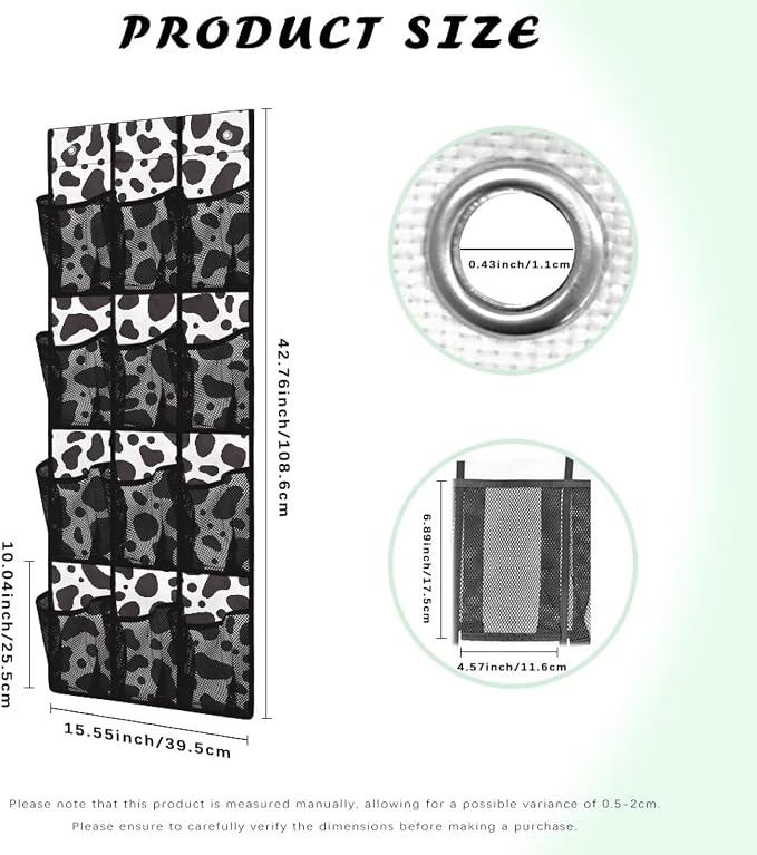 Cow Pattern Behind Door Shoes Hang Holder Rack,Storage for Small Spaces,Shoes Hanger Storage Organizer Bag for Bedroom Unique Print