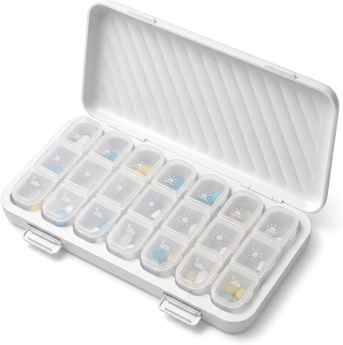LOHE Pill Organizer 3 Times a Day, Pill Box 7 Day, Weekly Travel Case | Large 7 Day Pill Box 3 Times a Day, Portable Pill Case for Medication, Vitamins, Fish Oil and Supplements