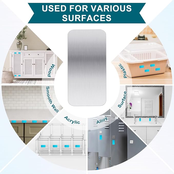 Metal Plates for Magnets 28 Pcs Adhesive Magnetic Mounts | Metal Plates for Magnets Create Magnetic Surfaces Anywhere with 0.4mm Steel Backing and Strong Adhesive for Clean Removal
