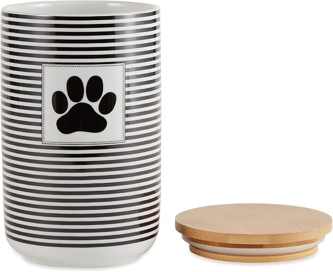 Bone Dry Paw & Patch Ceramic Pet Collection, Treat Canister, 4x6.5, Black,Treat Canister, 4x6.5,5742