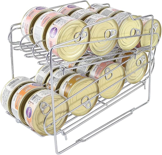 Cat Food Organizer - Wet Cat Food Rack for 3oz or 5.5oz Cans (24 Cans Capacity)
