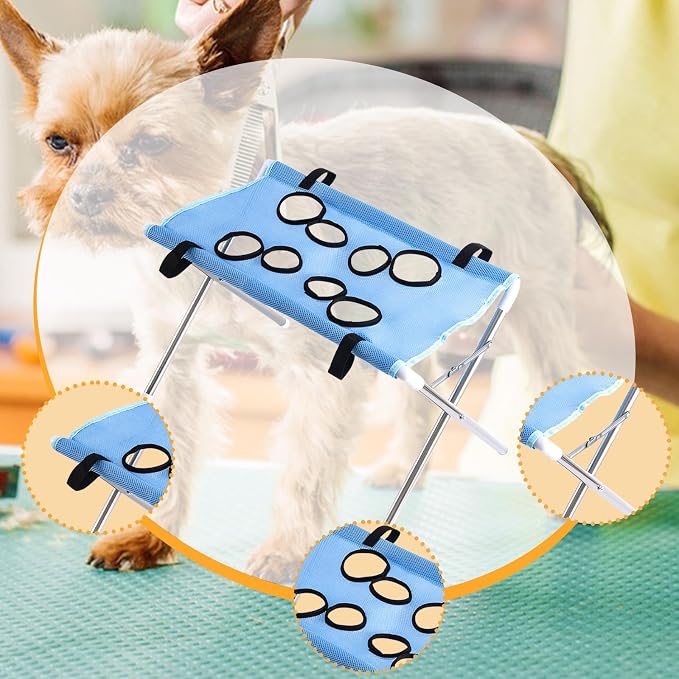 Pet Grooming Hammock Harness with Mesh Material for Bathing Nail Trimming Restraint and Grooming Stand Suitable for Cats Small Dogs Grooming Home Use, Blue
