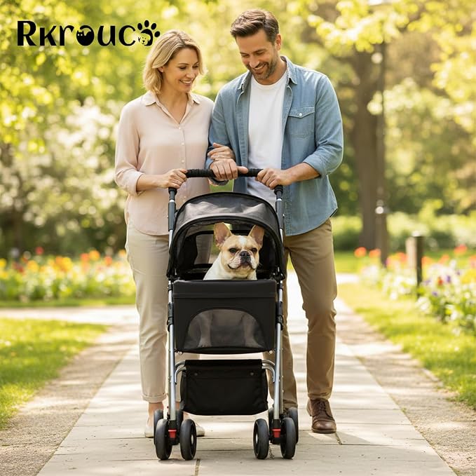 3 in 1 Pet Stroller for Dogs Cats Foldable Jogger with Detachable Carrier