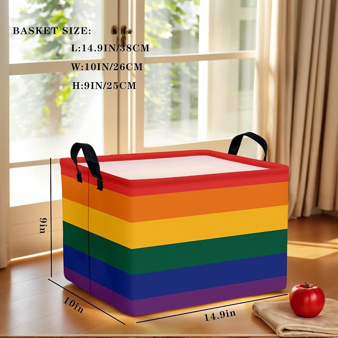 Rainbow Storage Baskets for Shelves for Classroom and Nursery Bin & Toy Organizer for Baby Room (Colorful Stripes)