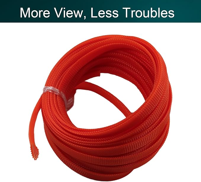 Jutagoss PET Expandable Braided Cable Sleeve, 32.8ft - 1/2 inch Orange Cable Management Sleeve, Wire Loom Tube Cord Protector for USB Cable, Power Cord, Audio Video and More, 1Pc