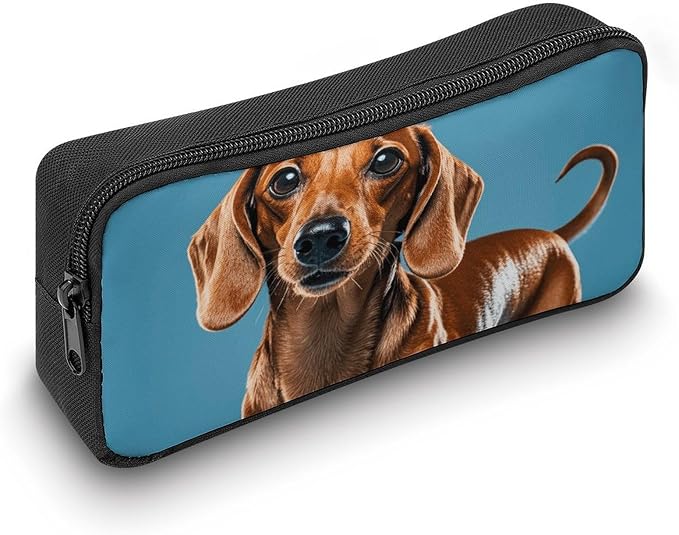 Dachshund Weiner Pet Dog Lightweight Spacious Pencil Bag Pouch | Zippered Multi-functional Pen Pouch Large Capacity Pencil Casesoft and Portable Pencil Bag for Teacher Office