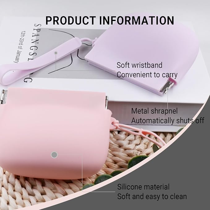 Silicone Dog Treat Pouch Portable Snack Pouch (Pink & Purple) | 2 Pieces Silicone Mini Portable Pet Snack Pouch with Auto Close Feature Feed Dog Treat Pouch for Pet Travel or Outdoor Use