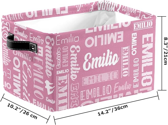Personalized Toy Box Storage Bins for Boys Girls with Name, Kids Custom Storage Basket Cubes Organizer with Handles, Shelf Closet Storage Baskets Bin Customized Gift, 1 Pack