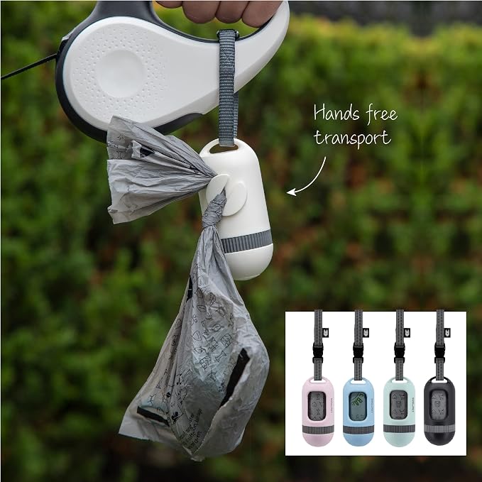 SVD.PET Dog Poop Bag Dispenser, Waste Bag Retractable, Primrose Pink | Portable Poop Bag Holder, Fits Any Dog Leash, Leak-Proof Bag Starter Roll Included, Dog Walking & Travel Accessory