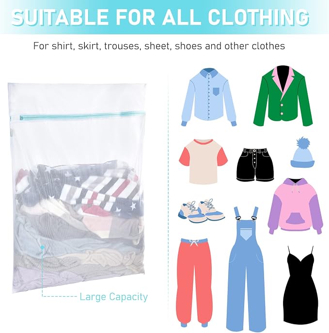 OTraki Large Mesh Laundry Bags 28x35 inch Zipper Mesh Lingerie Bags for Washing Delicates Net Laundry Mesh Bag Machine Washable for Dorm Hotel Camp Don't Drying, Melting 140-176℉, White | for Washing Delicates Net Laundry Mesh Bag Machine Washable for ...