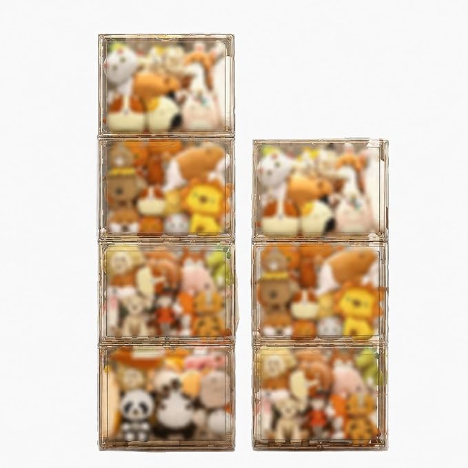 Clear PET Front Opening Doll Storage Boxes, Stackable Dustproof Plush Toy Organizer Bins, Transparent Stuffed Animal Display Case, for Kids Toys Collectibles Home Closet Organization(XX-Large)