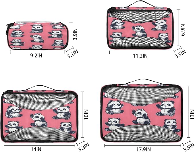 Packing Cubes for Travel, Animals Pandas Travel Luggage Packing Organizers for Women Men, Large Custom Toiletries Bag for Cosmetics Toiletries, Cartoon Panda