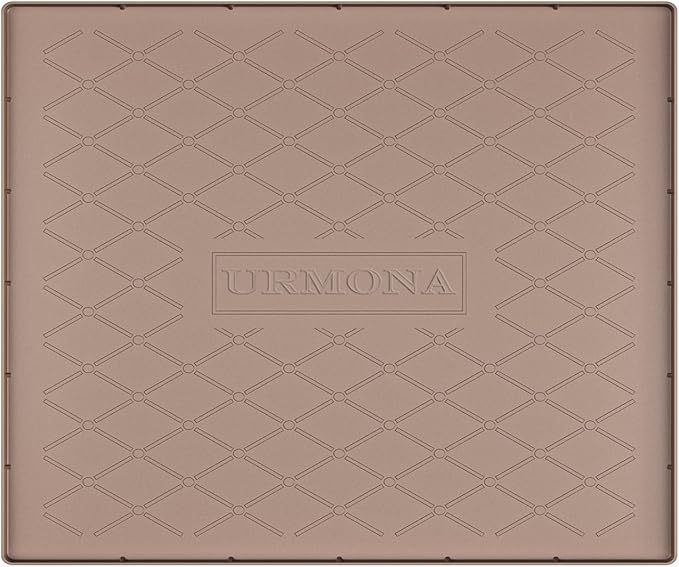 URMONA 25" x 19" Waterproof Silicone Mat in Multiple Sizes & Colors, Under Sink Mat for Kitchen & Bathroom, Pet Food Pad for Dogs & Cats, Kitchen Cabinet Liner, Multi-Purpose for Storage(Khaki)