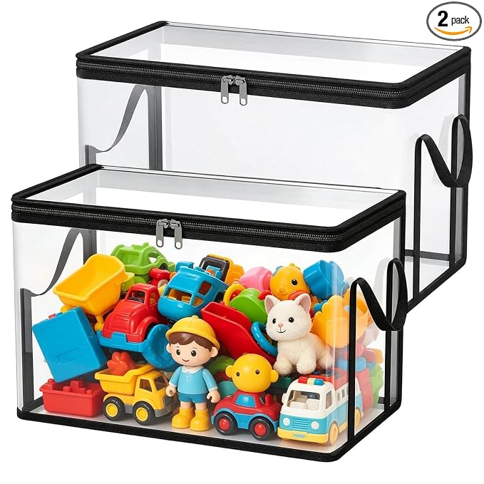 Toy Storage Organizer Box - 2PC Plush Dolls Organization Bins, 38x24x32cm Stuffed Doll Storage | Toy Box For Living Room Playroom Study Room Balcony Dormitory Apartment Farmhouse Home Balcony