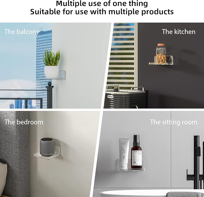 Wall Mount Floating Shelves for 2 Pcs Camera Mini Speaker Shelf Baby Monitor - Clear Mini Shelf Flexible Use for Wall Space in Bedroom Bathroom Kitchen Living Room