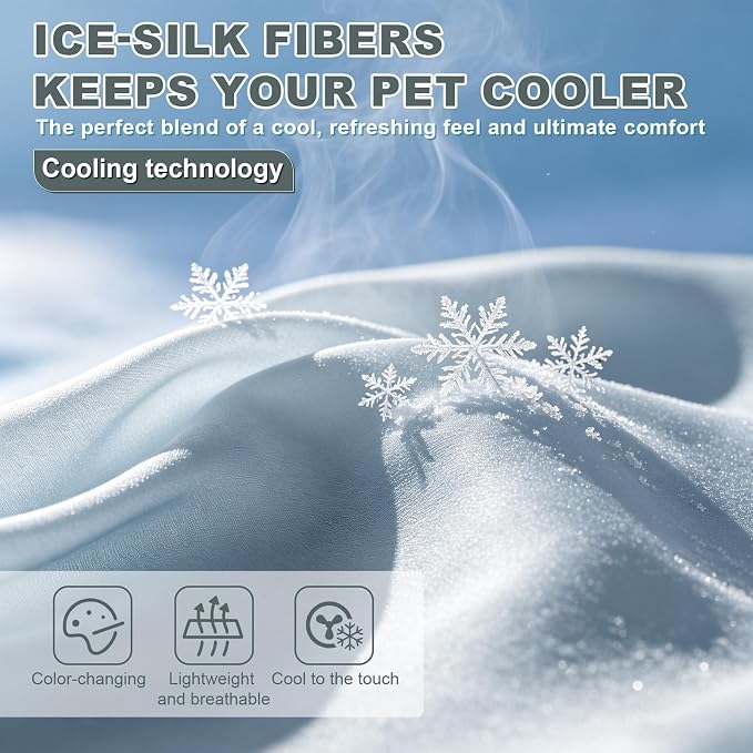GOLOPET Lrage Dog Cooling Mat 32" x44in | Arc-Chill Cooling Fabric & Endothermic Color Changing,Visually display the cooling operation status on the surface,Non-Slip