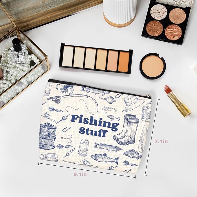 Fishing Stuff Makeup Bag, Fishing Gifts Cosmetic Bags Travel Organizer Bag