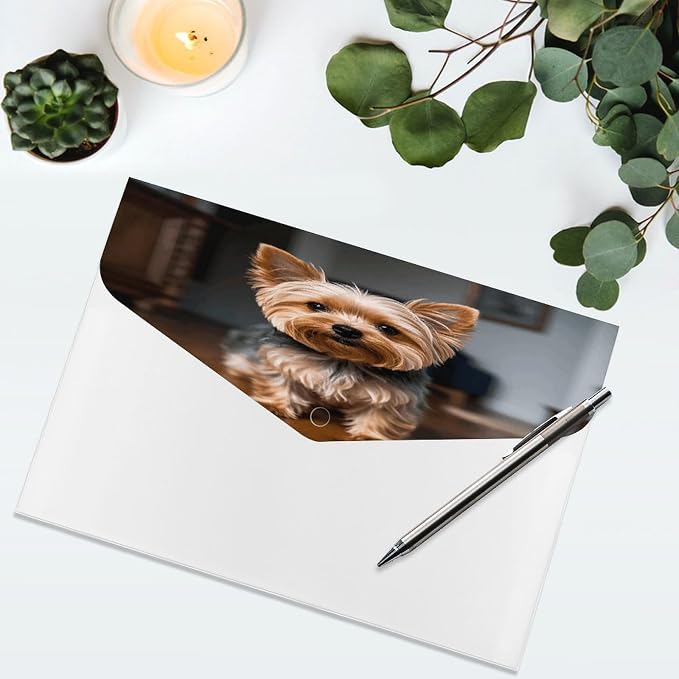 Cute Pet Yorkie Folder File Organizer Letter Size Expanding File Folder 6 Pocket Folders Documents Portable Paper Bill Receipt Organizer for Home Office Supplies