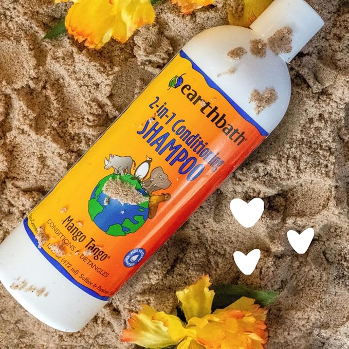 earthbath, Mango Tango 2-in-1 Conditioning Shampoo - Cruelty Free Dog Shampoo and Conditioner, Made in USA, Gentle Dog Conditioner, Best Puppy Shampoo & Puppy Supplies, Safe Dog Wash - 16 Oz (1 Pack)