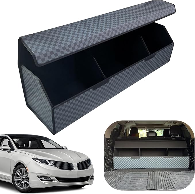 Car Trunk Organizer for For Lincoln MKZ - Custom Fit,Easy Installation，Large Space Outdoor Trunk Organizer with Leather,Hook and Loop Fastener,4-Layer Cover,For Lincoln MKZ 2013-2020