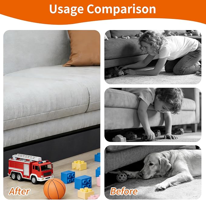 Widen Under Couch Blocker 132"x5.9", Toy Blocker & Robot Vacuum Blocker for Furniture Legs, Prevents Toys & Robovac from Going Under Sofa, Bed