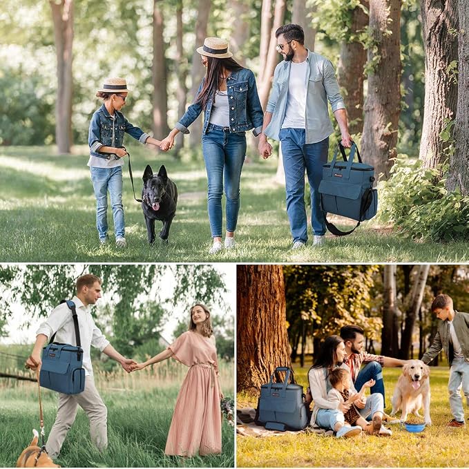 Modoker Weekend Dog Travel Bag Set with 2 Food Bags, 2 Bowls and Mat,Blue | Dog Travel Accessories Organizer for Camping and Road Trips with Roomy Storage, Multiple Pockets and Water-Resistant Oxford