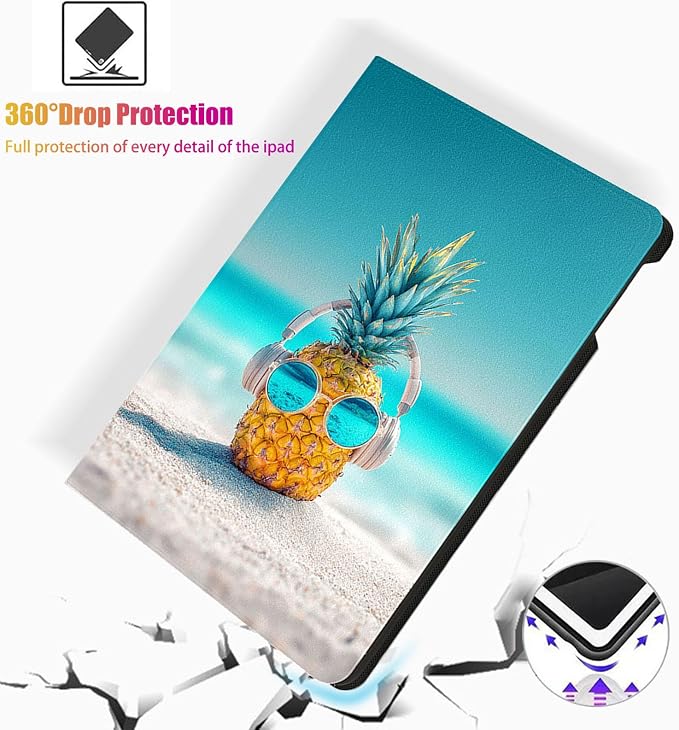 for Microsoft Surface Pro X/Pro X Plus-13 2019/2020/2021/2024 Tablet Case,Auto Wake/Sleep,Adjustable Stand Protective Cover - Pineapple Headphone