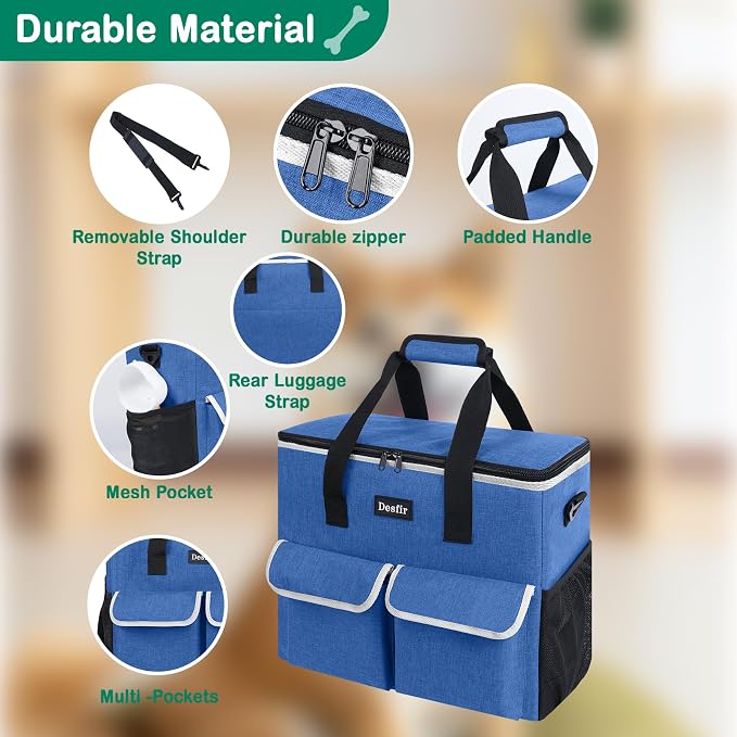 Dog Travel Bag - Dog Travel Kit for a Weekend Away Set Includes Pet Travel Bag Organizer for Accessories, 2 Collapsible Bowls, 2 Travel Food Container