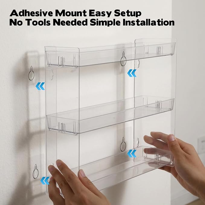 2PCS Medicine Bottle Organizer Shelf, 3-Tier Medicine Cabinet Organizer for Countertop Cabinetry and Bathroom, Transparent Removable Vitamins Organizer for Medication Bottles Vitamins Bottles