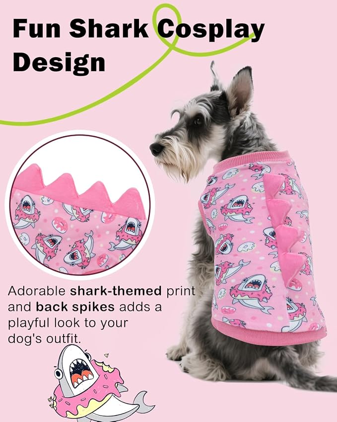 CuteBone Dinosaur Costume Dog Shirt, Stretchy Velvet T-Shirt Clothes for Small Dogs, Soft & Breathable Pet Tee Outfit Cat Apparel for Daily Wear, Cozy Pullover Design Puppy Fashion COSBX05M