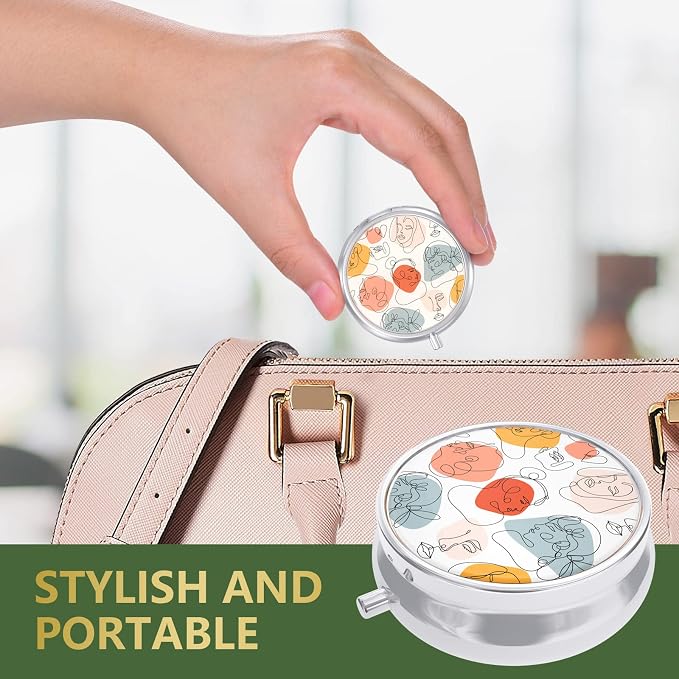 Pill Box, Small Pill Case for Purse & Pocket, Travel Medicine Organizer | Cute Travel Medicine Organizer, Portable Medicine Container Holder to Hold Vitamins, Medication, Fish Oil & Supplement