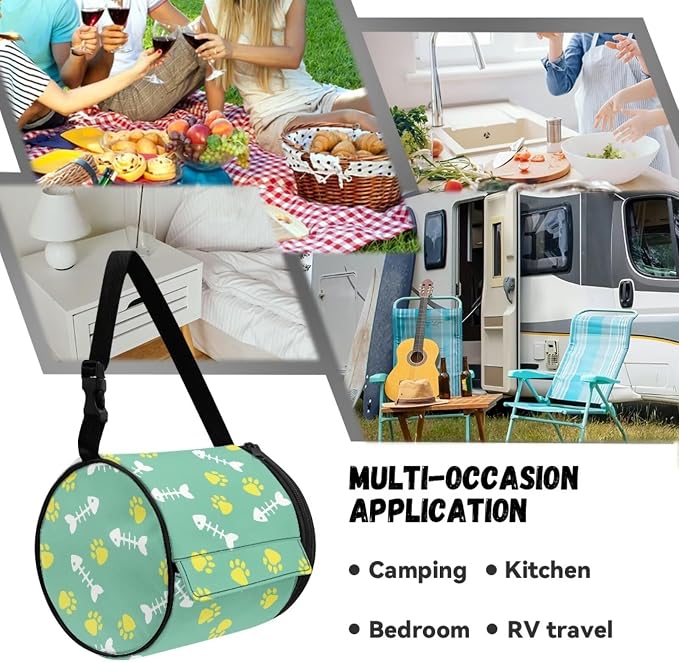 Hanging Bathroom Toilet Paper Tissue Holder Wall Mounted Tissue Towel Roll Holder with Adjustable Strap Easy Installation,Fish Bone