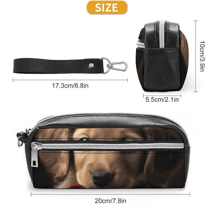 Pencil Pouch Cute Pet Dog Pencil Case Zipper Storage Bag with 2 Compartments Portable Pen Bag Desk Organizer Marker Pen Case