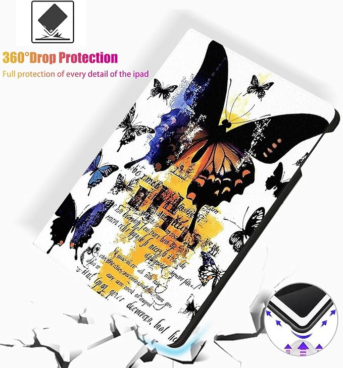 for Microsoft Surface Pro 11/10/9-13" 2024/2022 Tablet Case,Auto Wake/Sleep,Adjustable Stand Protective Cover - Butterfly Art