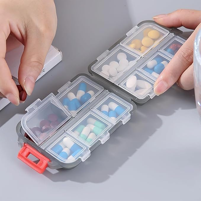 2PCS 7-Day Pill Organizer with Labels – Travel Pill Case, Daily Medication Organizer | Compact & Secure | Fits in Pocket/Purse (3.7” x 2.4”)