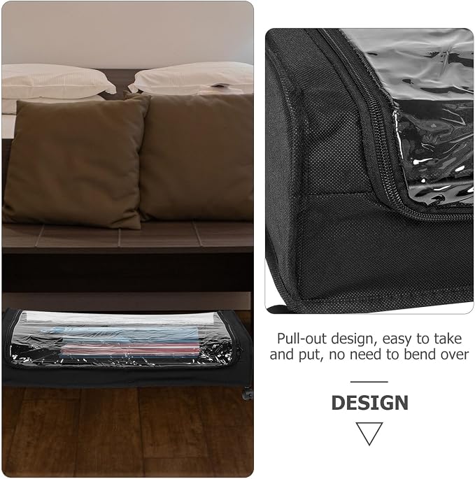 Beavorty Bed Storage Organizer with Wheels and Lid, Metal Clothes Drawer Rolling Cart with Fabric Bottom Panel, Large Capacity Storage Bin for Clothes, Shoes, and Pet in Bedroom
