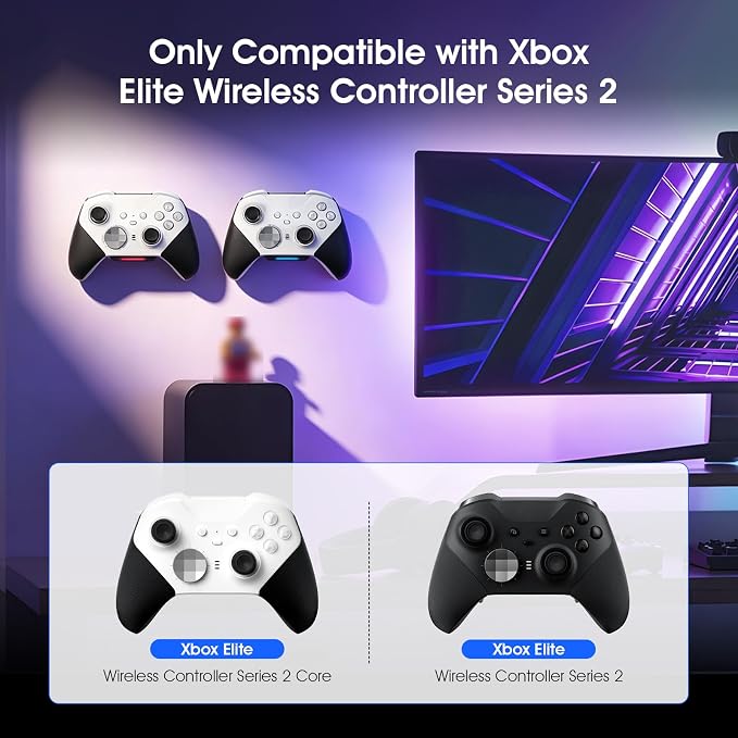 Space Saving Wall Mount Charging Dock fits for Xbox Elite Series 2 Controller, Display Dock Only Slim Desktop Stand Holder with RGB Charging Indicator, 3.3FT Type C Cable, Stay Ready to Game,2 Pack