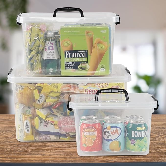 20 Quart Plastic Storage Bins with Lids, Set of 4 | Clear, Latching