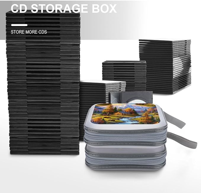 Protective 40-Capacity CD Organizer Bears, Hard Case Storage Binder with Zipper, Portable Wallet for Car Home Office