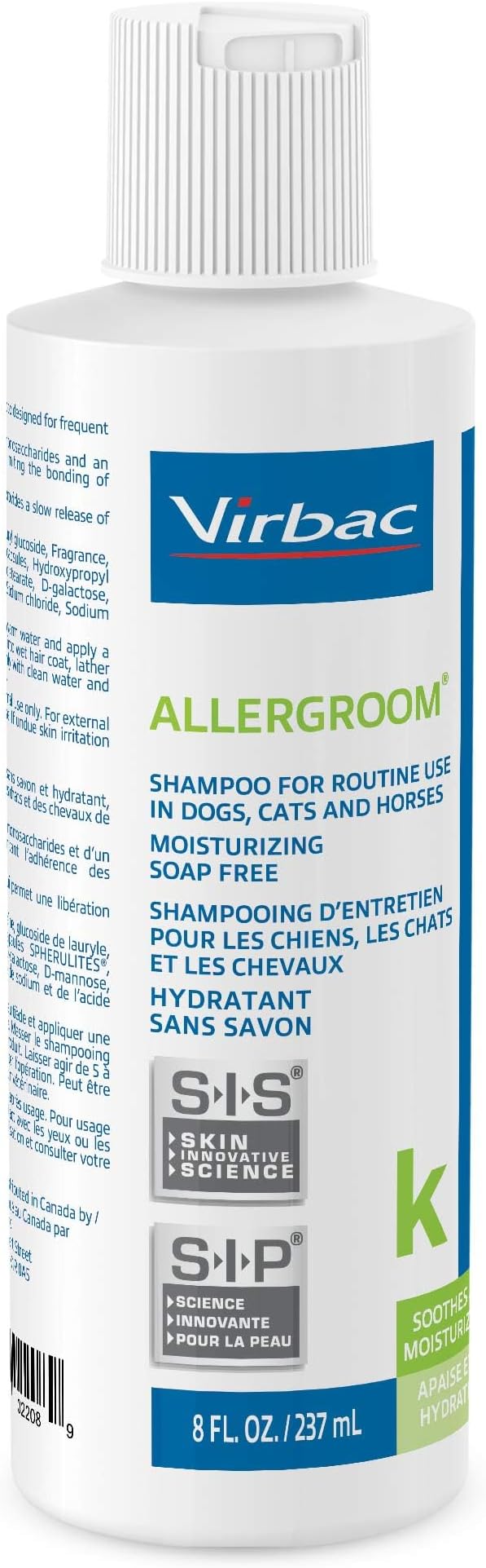 Virbac ALLERGROOM® Shampoo For Dogs, Cats & Horses (8 oz) - For Normal or Dry Skin