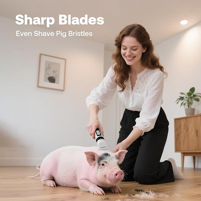 HEAPETS Dog Grooming Clippers, Low Noise, Electric Quiet, Adjustable Clipper Comb, Rechargeable Cordless Dog Hair Clippers for Dogs Cats Pets, White