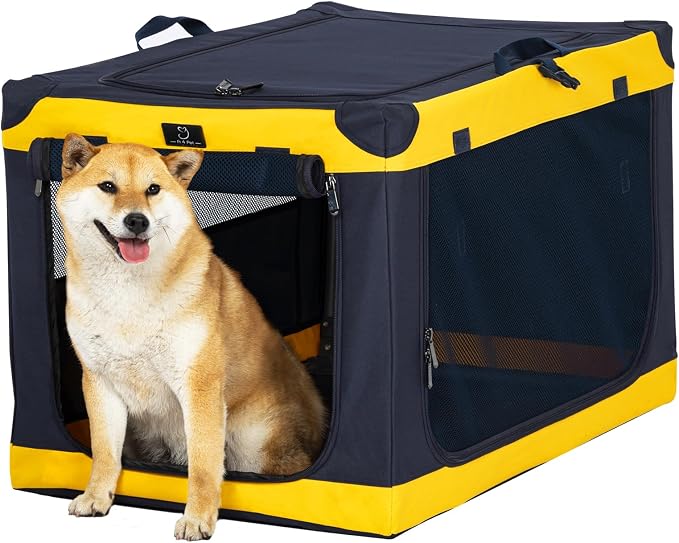 A 4 Pet 30-in Collapsible Soft Dog Crate, Medium Dogs, Travel | patented screw frame, Lockable zippers, waterproof base, washable cover, outdoor/indoor/car