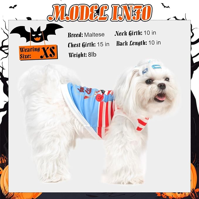 BINGPET Dog Halloween Shirt, Deadly Doll Funny Dog Halloween Costumes Puppy Tshirts Outfit,Breathable Sleeveless Tank Top Vest & Sweatshirt for Small Medium Dogs Cats (S)