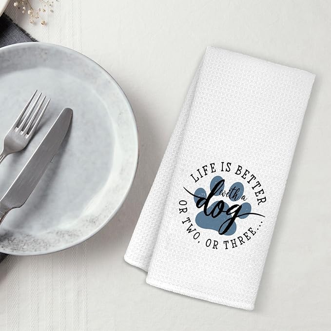 Dog Themed Gifts Kitchen Towels 16'24', Dogs Mom Gifts for Women, Dog Decorations for The Home, House Warming Gift New Home, Paw Prints Kitchen Tea Hand Towels